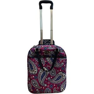 Vera Bradley Rolling Carry On Suitcase Paisley Boysenberry 18” w/ Wheels